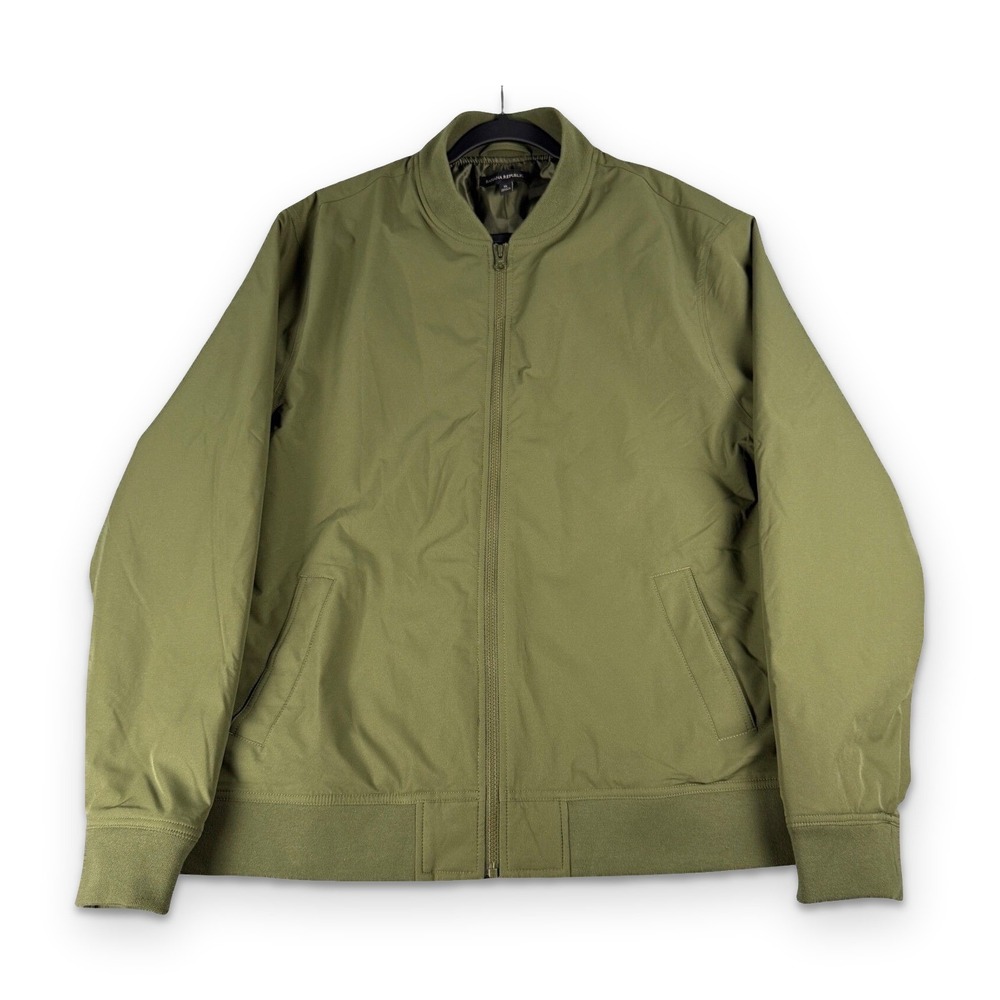 Banana Republic Jacket XL Green Softshell Bomber Full Zip Stretch Heritage NWOT